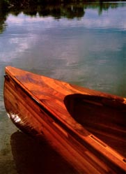 Scott Enloe cedar strip wood canoe in Big Sky Journal